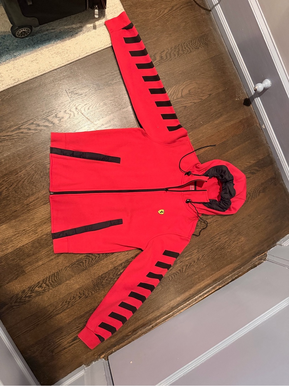 Ferrari Small Red Hooded Jacket with Black Accents